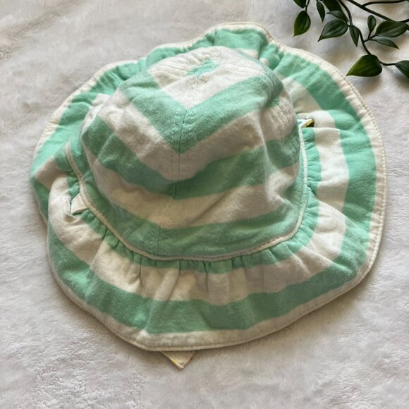Baby Sun Hat 3-12M | Summer White Fruit Stripe Reversible GUC - Picture 9 of 11